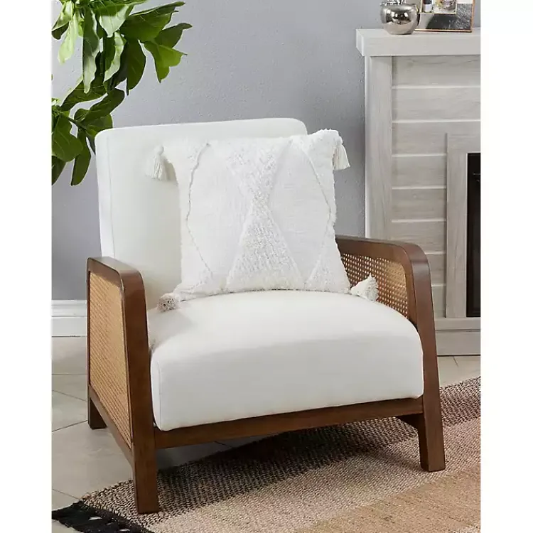 Pillows>Kirklands Home Tufted Diamond with Tassels Throw Pillow White