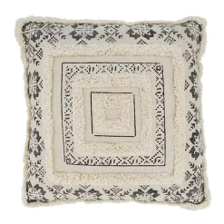Pillows>Kirklands Home Tufted Geo Boarder Cotton Throw Pillow
