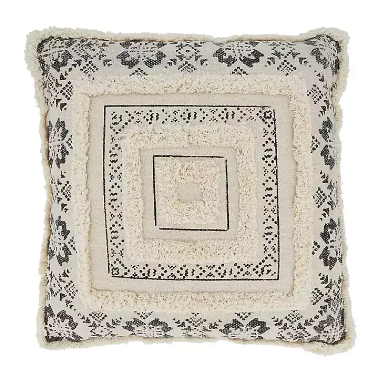 Pillows>Kirklands Home Tufted Geo Boarder Cotton Throw Pillow