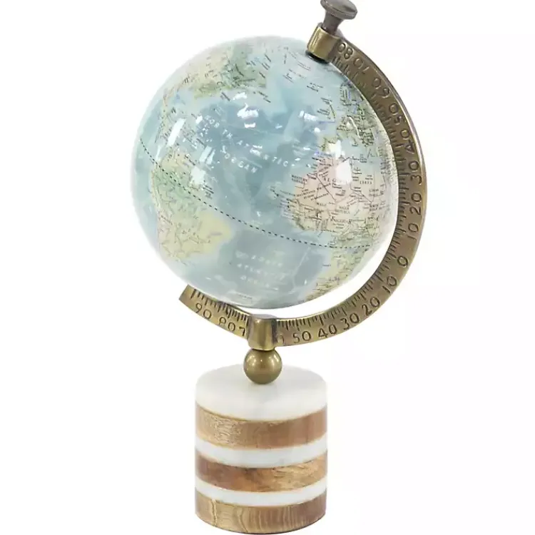 Statues & Figurines>Kirklands Home Turquoise Ceramic and Wood Coastal Globe Multi