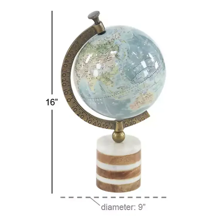 Statues & Figurines>Kirklands Home Turquoise Ceramic and Wood Coastal Globe Multi