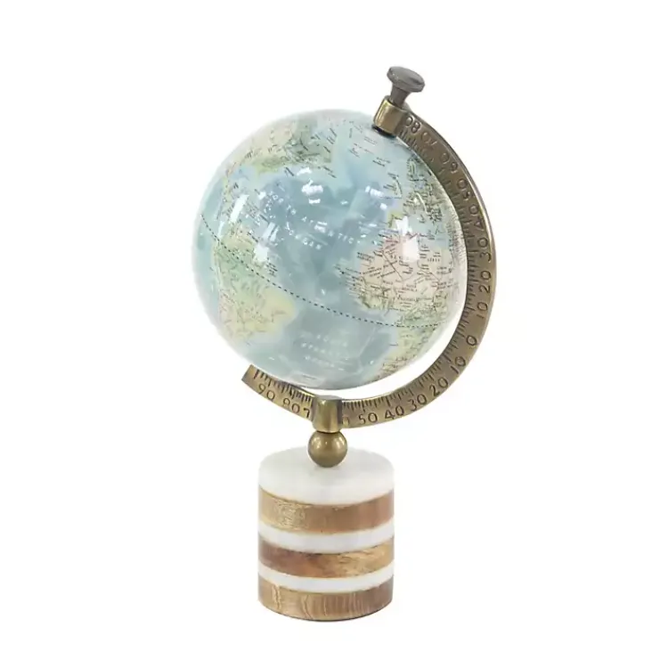 Statues & Figurines>Kirklands Home Turquoise Ceramic and Wood Coastal Globe Multi