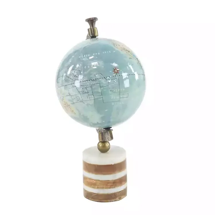 Statues & Figurines>Kirklands Home Turquoise Ceramic and Wood Coastal Globe Multi