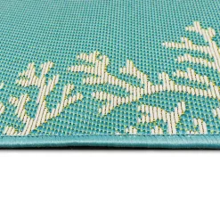 Kirklands Home Turquoise Coral Indoor/Outdoor Rug, 2x3 Clearance