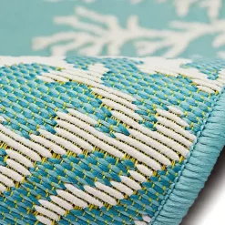 Kirklands Home Turquoise Coral Indoor/Outdoor Rug, 2x3 Clearance