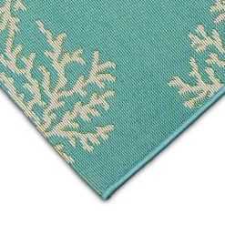 Kirklands Home Turquoise Coral Indoor/Outdoor Rug, 3x4 Hot