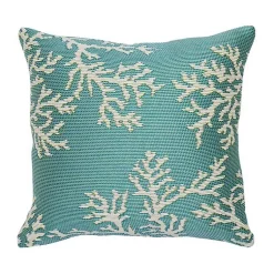 Kirklands Home Turquoise Coral Woven Outdoor Throw Pillow Discount