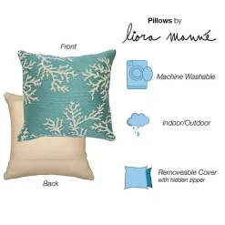 Kirklands Home Turquoise Coral Woven Outdoor Throw Pillow Discount