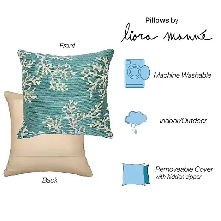 Kirklands Home Turquoise Coral Woven Outdoor Throw Pillow Discount