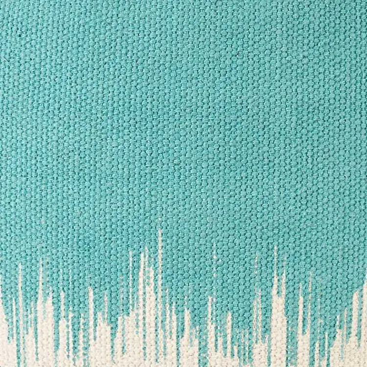 Poufs & Floor Cushions>Kirklands Home Turquoise Jagged Linear Pouf with Handle Blue