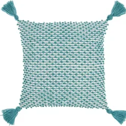 Kirklands Home Turquoise Knotted Tassel Outdoor Throw Pillow Blue Sale