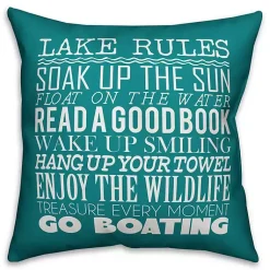 Kirklands Home Turquoise Lake Rules Outdoor Pillow Hot