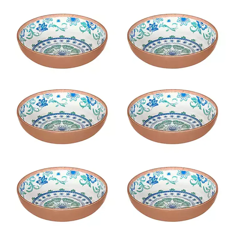 Kirklands Home Turquoise Melamine Rio Ceral Bowls, Set of 6 New