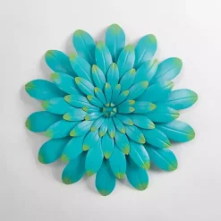 Kirklands Home Turquoise Metal Flower Outdoor Wall Plaque Blue Outlet