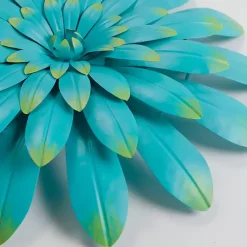 Kirklands Home Turquoise Metal Flower Outdoor Wall Plaque Blue Outlet
