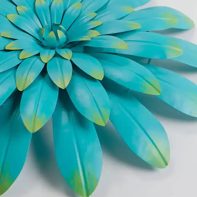 Kirklands Home Turquoise Metal Flower Outdoor Wall Plaque Blue Outlet