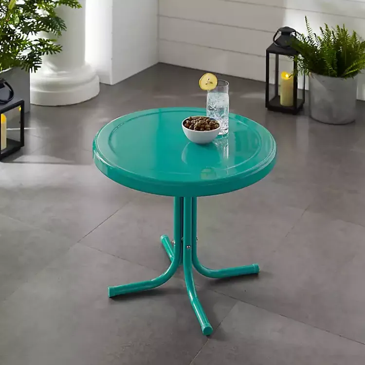 Kirklands Home Turquoise Metal Outdoor Side Table Blue Online