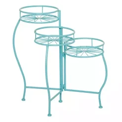 Kirklands Home Turquoise Metal Starburst 3-Tier Plant Stand Blue Online