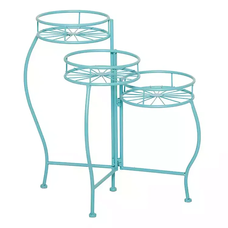 Kirklands Home Turquoise Metal Starburst 3-Tier Plant Stand Blue Online