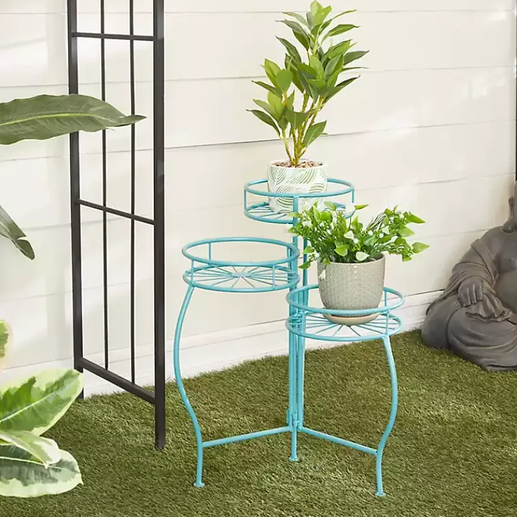 Kirklands Home Turquoise Metal Starburst 3-Tier Plant Stand Blue Online