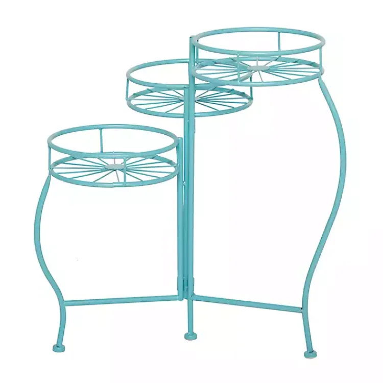 Kirklands Home Turquoise Metal Starburst 3-Tier Plant Stand Blue Online