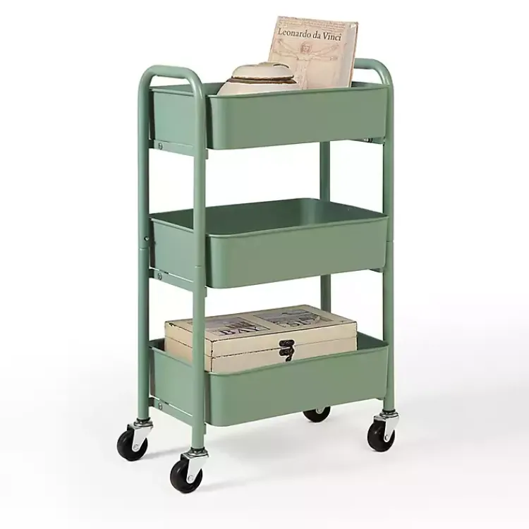 Kirklands Home Turquoise Metal 3-Tier Organizer Storage Cart Online