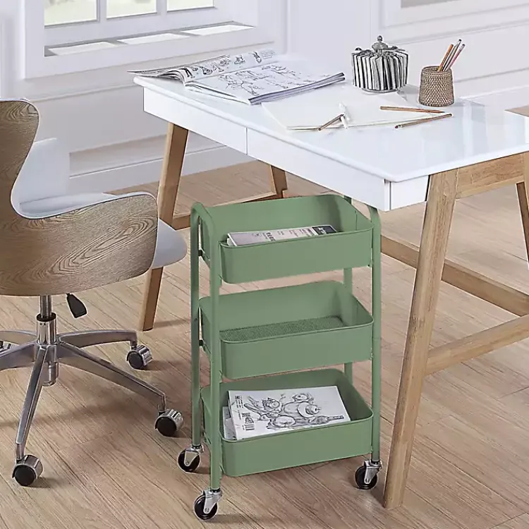 Kirklands Home Turquoise Metal 3-Tier Organizer Storage Cart Online