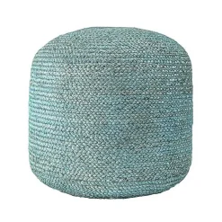 Poufs & Floor Cushions>Kirklands Home Turquoise Neely Jute Braided Pouf Blue