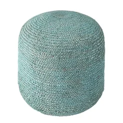 Poufs & Floor Cushions>Kirklands Home Turquoise Neely Jute Braided Pouf Blue