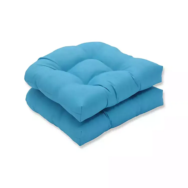 Kirklands Home Turquoise Outdoor Wicker Chair Cushion, Set of 2 Blue Clearance