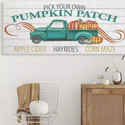 Fall>Kirklands Home Turquoise Pumpkin Truck Canvas Wall Art