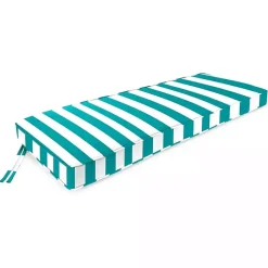 Kirklands Home Turquoise Striped Outdoor Settee Cushion Discount