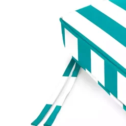 Kirklands Home Turquoise Striped Outdoor Settee Cushion Discount