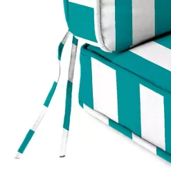 Kirklands Home Turquoise Striped Outdoor Deep Seat Cushion New