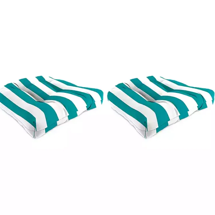 Kirklands Home Turquoise Stripes Outdoor Chair Cushions, Set of 2 Blue Clearance