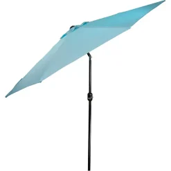 Kirklands Home Turquoise Tilt Hand Crank Outdoor Umbrella Blue Best