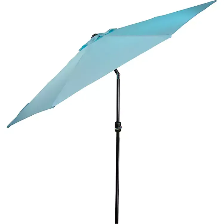 Kirklands Home Turquoise Tilt Hand Crank Outdoor Umbrella Blue Best