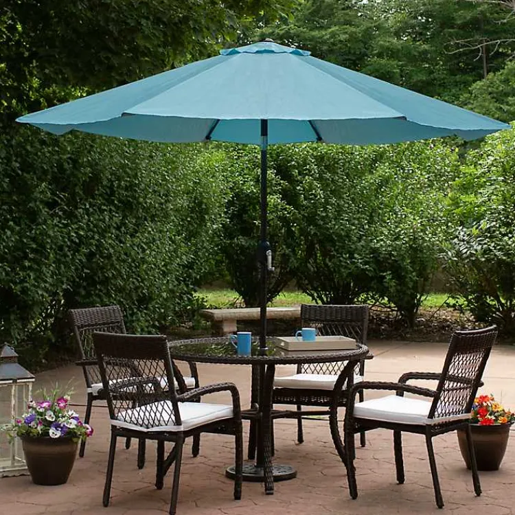 Kirklands Home Turquoise Tilt Hand Crank Outdoor Umbrella Blue Best