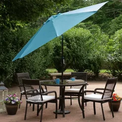 Kirklands Home Turquoise Tilt Hand Crank Outdoor Umbrella Blue Best