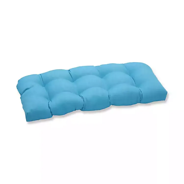 Kirklands Home Turquoise Tufted Outdoor Loveseat Cushion Blue