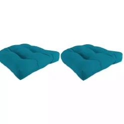 Kirklands Home Turquoise Tufted Outdoor Chair Cushions, Set of 2 Blue New