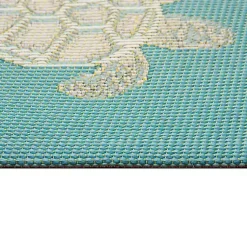 Kirklands Home Turquoise Turtles Indoor/Outdoor Rug, 2x3