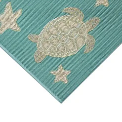 Kirklands Home Turquoise Turtles Indoor/Outdoor Rug, 3x4 Clearance