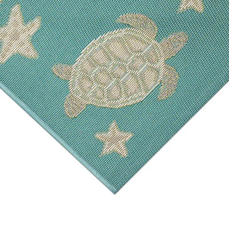 Kirklands Home Turquoise Turtles Indoor/Outdoor Rug, 3x4 Clearance