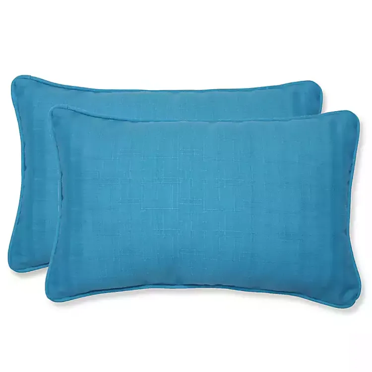 Kirklands Home Turquoise Welt Outdoor Lumbar Pillows, Set of 2 Blue Best