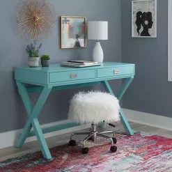 Kirklands Home Turquoise Wood 2-Drawer Peggy Desk Blue Sale