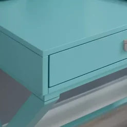 Kirklands Home Turquoise Wood 2-Drawer Peggy Desk Blue Sale