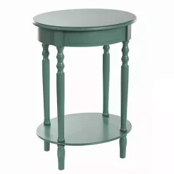 Kirklands Home Turquoise Wood Oval Emily Accent Table Blue Best