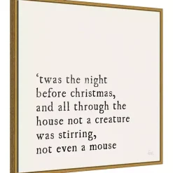 Christmas Art & Wall Decor>Kirklands Home Twas the Night Gold Framed Canvas Art Print White