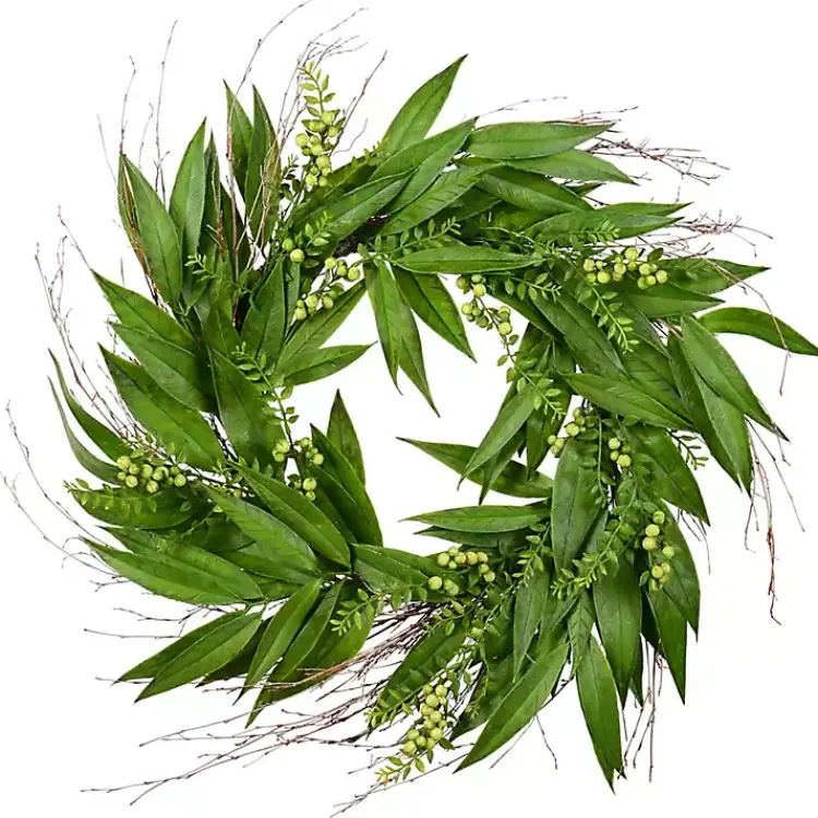 Wreaths>Kirklands Home Twig and Berries Willow Wreath Green